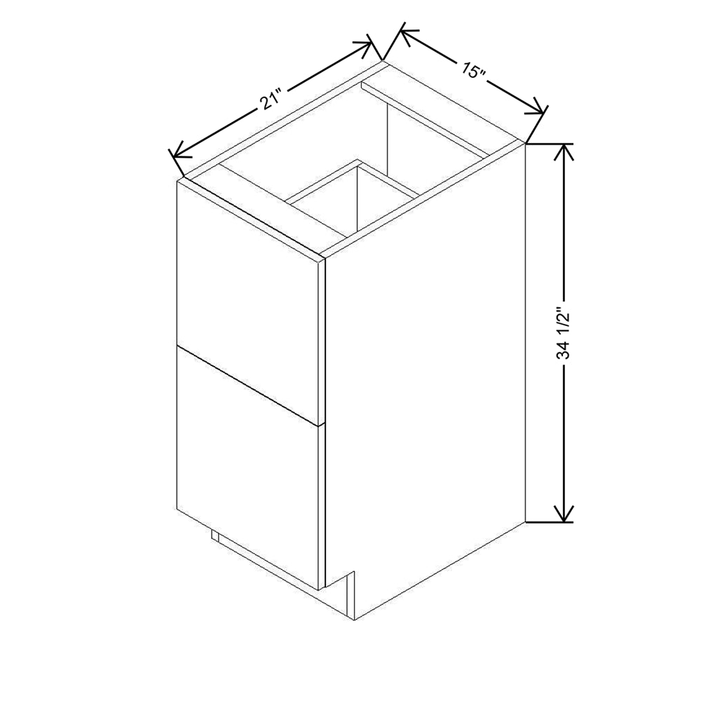 Modernform Cabinet Walnut 15" W X 34 1/2" H X 21" D Vanity Base with 2 Drawers